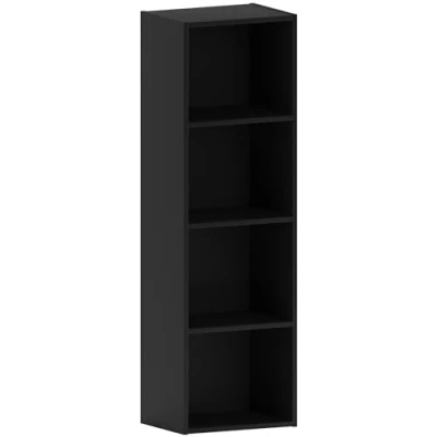 Image of Vida Designs Oxford 4 Tier Cube Bookcase, Black Wooden Shelving Display Storage Unit Office Living Room Furniture