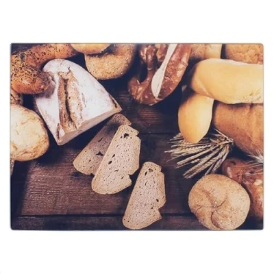 Image of The Leonardo Collection LP49265 Bread Cutting Board, Glass, Worktop Saver, 40x30x1cm