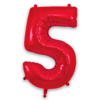 Image of Oaktree 34&quot; Red Foil Number 5 Balloon 606555