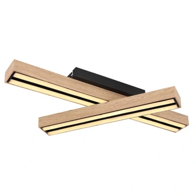 Image of Globo LED ceiling lamp Doro, length 51.5 cm, oak, wood