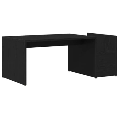 Image of vidaXL Black Oak Coffee Table Rectangular Matte Finish Engineered Wood Living Room Centerpiece 90x45x35cm Modern Lounge Furniture