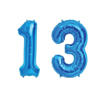 Image of Blue Number 13 Large Helium Foil Balloon Birthday Party Wedding Anniversary Decoration 101cm
