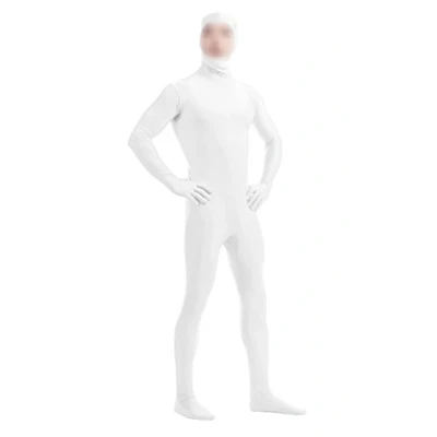 Image of lucky baby store Boys&#039; Mens Full Body Open Face Spandex Lycra Unitard Mask Zentai Costume Bodysuit (XL, white)