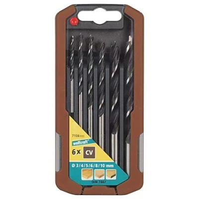 Image of wolfcraft CV Wood Twist Drill Bit Set 6 Pcs. I 7108000 for Drilling into softwood