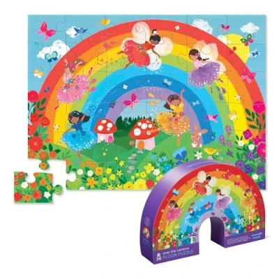 Image of Crocodile Creek Over The Rainbow 36 Piece Jigsaw Floor Puzzle with Heavy Duty Shaped Box for Storage, Large 20&quot; x 27&quot; Completed Size, Designed Kids Ages 3 Years and up
