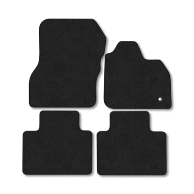Image of Car Mats Compatible with Renault Zoe E Tech Electric (2021 ) Tailored Fit Black Carpet Floor Set Accessory Custom 4 Pieces Anti Slip Backing &amp; Binding Trim Edge