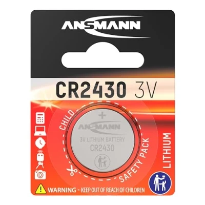 Image of Ansmann CR2430 Coin Battery [Pack of 1] Lithium 3V Button Cell Ideal For Cameras, Calculators, Watches, Mini Torches, Remote Controls and Car Alarms