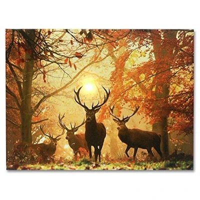 Image of Yisumei Blanket Blankets Soft Flannel Fleece Bed Throw Deer in Autumn Forest, Polyester, White, 125x200 cm
