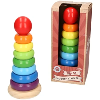 Image of A to Z Jumbo Rainbow Wooden Stacker, Red, 65866