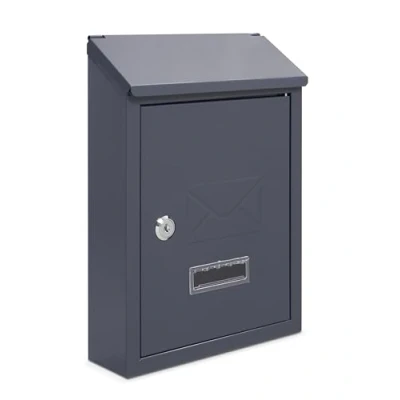 Image of Assorted Collections Wall Mounted Post Box, Steel Lockable Mailbox with 2 Keys, Weatherproof Letterbox, Easy To Install 21x30x7cm (Grey)