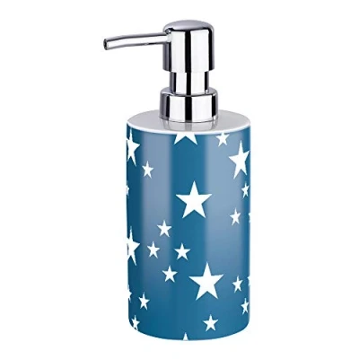 Image of Wenko Soap Dispenser Stella of Ceramic in Dark Blue, 9 x 7 18 cm