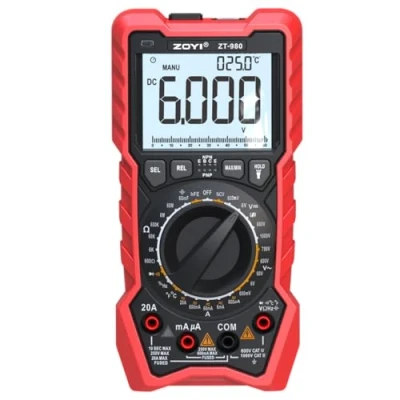 Image of Digital Multimeter Tester ZOYI ZT 980E, 6000C, Voltage 20A, Multi True RMS Meter, PNP/NPN Volt Measures Current, Resistance, Continuity, Capacitance, Diodes, Temperature, NCV Test Meter