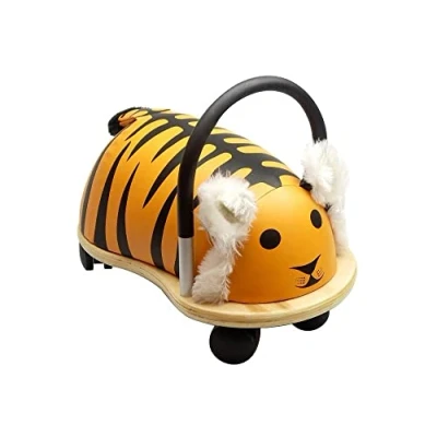 Image of Wheelybug Toddler Wooden Ride On, Multi Directional Castor Wheels, Safety Certified Developmental Toy for Outdoor/ Indoor Fun, Large (2.5 5 Years), Tiger