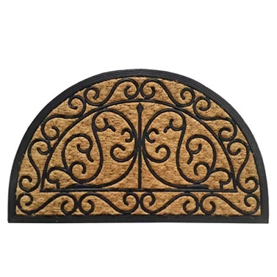 Image of EHC Natural Half Moon Coir &amp; Rubber Backed Door Mat for Indoor and Outdoor, Non Slip, Dirt Trapper, Durable Mat, Front Door, Hallways, Entrance, 45 x 75cm
