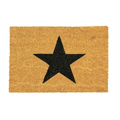 Image of 60cm x 40cm Black Star Coir Door Mat By Nicola Spring