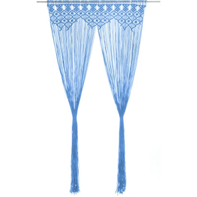 Image of vidaXL Macrame Curtain Blue 140x240 cm Cotton