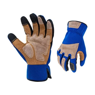 Image of Vgo... Gardening Gloves Touchscreen Thornproof, Men Utility Work in Pig Leather for Garden Building Warehouse, Dexterity &amp; Breathable Construction