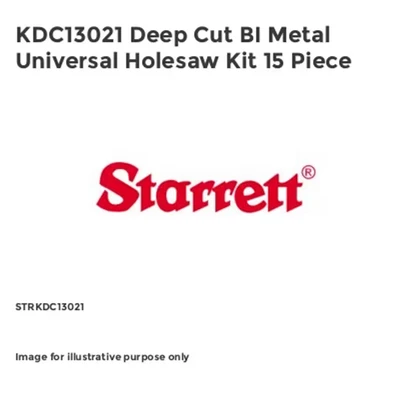 Image of Starrett Bi metal Hole Saw Kit 15 Piece KDC13021 Deep Cut General Purpose Cutter with Arbor Set Compatible Bosch Dewalt Hitachi Festool Milwaukee