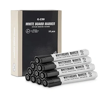 Image of Magnetic Innovations Pack of 10 Black Dry Wipe Whiteboard Marker Pens, Ideal for the Office, Home or School use