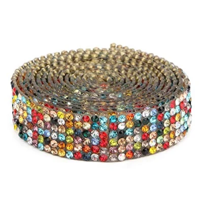 Image of Rhinestone Ribbon, 39.37 Inch DIY Artificial Crystal Diamond Wrap Roll Hot Fixed Chain Trim for Wedding Party Floral Arrangements(7 Color)