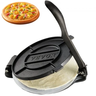 Image of VEVOR Tortilla Press, 8 Inch and Roti Maker, Cast Iron Heavy Duty Tortilladora Pre Seasoned Pataconera Maker with 100 Pcs Parchment Paper, Dough for Flour Tortilla, Tawa, Silver