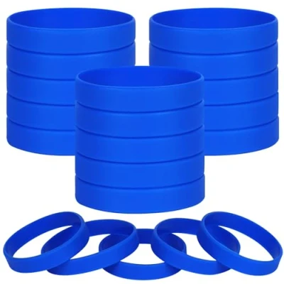Image of LVNRIDS 100 pcs Orange Blank Silicone Wristbands for Kid, Sports Party Rubber Elastic Wristband Wholesale Bulk Bracelet S