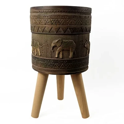 Image of Leaf Large Planters Plant Pots, Fibreglass, 40cm Zandi Elephant