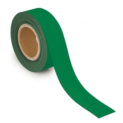 Image of MAUL Labelling Tape 50 mm x 1 mm, Writeable with Magnetic Backing, Versatile in Office, Workshop, Warehouse and Kitchen, Can Be Cut to Size, 10 m Length, Green