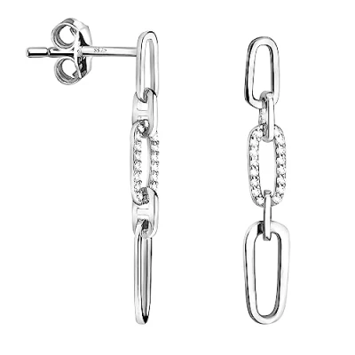 Image of SOFIA MILANI Women&#039;s Earrings 925 Silver with Zirconia Stones Chain Dangle Earring E2180