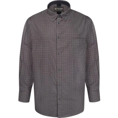 Image of KAM Gingham Check Shirt Long Sleeve Button Down Casual Mens Plus Size 6302LS (UK, Alpha, 5XL, Plus, Regular, Charcoal)
