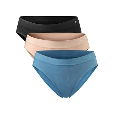 Image of DANISH ENDURANCE 3 Pack Women&#039;s Seamless Bamboo Bikini Panties, Soft, Comfortable Stretch Briefs, Multicolor (1 x Black, 1 Nude Beige, Blue), Medium/Large