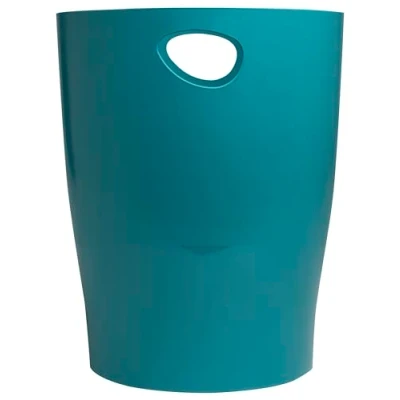 Image of Exacompta Ref 45334D 1 Waste Paper Bin with Handles ECOBIN Skandi Large Capacity 15 Litres Dimensions 26.3 x 33.5 cm Office or Home Pacific Blue Colour