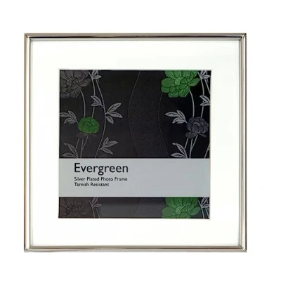 Image of Inov8 Framing Tarnish Resistant Silver Plated Picture Frame Square Thin Edge Design 10x10 Inch(25x25cm) with Removable Mount for 8x8 Inch(20x20cm) Photo