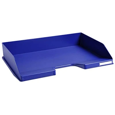 Image of Exacompta Ref 117104D Office Letter Trays Combo 255 x 365 65mm in Size, Suitable for A4 Landscape Documents, Label Holder Identification, Stackable Night Blue