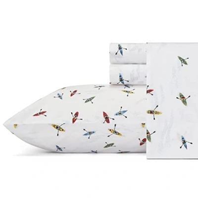 Image of Eddie Bauer Cotton Percale Bedding Set, Crisp &amp; Cool, Stylish Home Decor, Kayaks, Queen