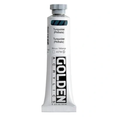 Image of Pro Art Golden Heavy Body Acrylic Paint 2 oz Turquoise Phthalo