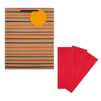 Image of Hallmark Multi Occasion Large Bag and Tissue Bundle 3 Red Paper Sheets 1 in Contemporary Colourful Designs