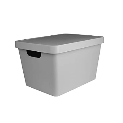 Image of Storage Container With Lid Smart Home Organising Solution 17L Grey Box Basket Tidy