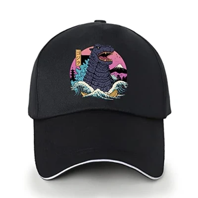 Image of FINDING CASE Men&#039;s Athletic Baseball Fitted Cap Plain for Men Classic 6 Panel Adjustable Sport Casual Sun Visor Hat (Japan Godzilla)