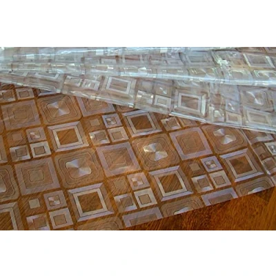 Image of Rectangular Oilcloth Clear PVC Wipe Clean Tablecloth Table Protector Cover 140cm x 180cm 55x70