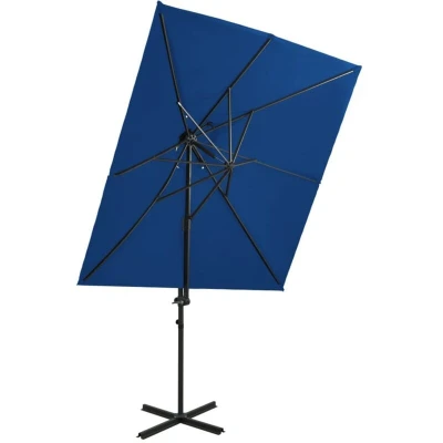 Image of vidaXL Cantilever Garden Parasol with Double Top Azure Blue 250x250 cm