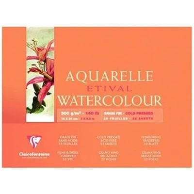 Image of Clairefontaine Ref 96574C Etival Cold Pressed Glued Watercolour Painting &amp; Drawing Pad (10 Sheets of Paper) 24 x 40cm 300gsm Cellulose Art Paper