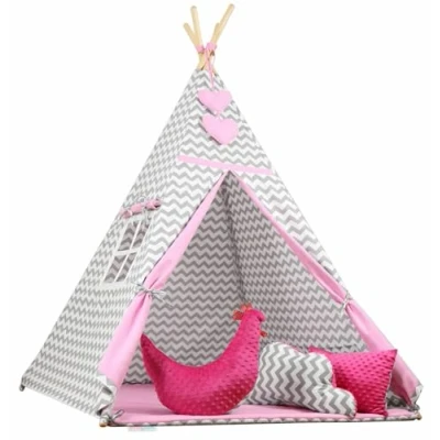 Image of BABYMAM Teepee Wigwam Tent Play House Kids Children Baby With Three Pillows Floor Mat Cotton Dream Maze