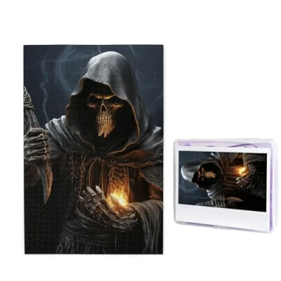 Image of 1000 Piece Puzzle Grim Reaper Puzzles for Adults Challenging Jigsaw Personalized Picture Wooden 29.5&quot; x 19.7&quot;
