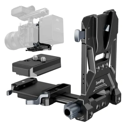 Image of SMALLRIG V Mount Battery Plate, Lock Mounting Plate with Double Quick Release for Arca Swiss, L Shape Compact &amp; Foldable DSLR Camera, Gimbals Tripod 4064B