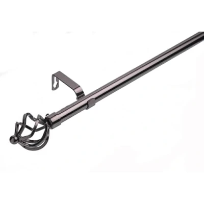 Image of Lister Cartwright 19 mm Extendable Metal Curtain Poles, Black Nickel (Cage Finials, 70 120 cm)
