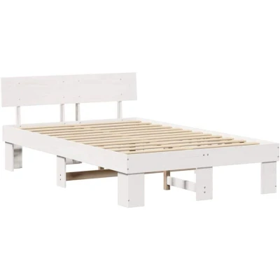 Image of With Headboard White 120 x 190 cm Solid pine wood Vidaxl
