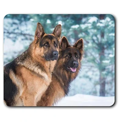 Image of German Shepherd Dog Alsatian Winter Mouse Mat Pad Computer PC Laptop Gaming Office Home Desk Accessory Gadget 15520