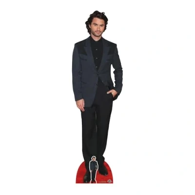 Image of Star Cutouts CS1186 Chase Stokes Black Suit Height 186cm Cardboard Cutout with Mini