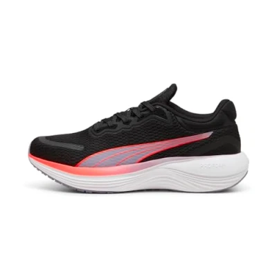 Image of PUMA Unisex SCEND PRO Road Running Shoe, Black Sunset Glow, 13 UK